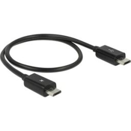 Delock Câble USB USB 2.0 USB-Micro-B mâle, USB-Micro-B mâle 0.30 m noir avec fonction OTG 83570