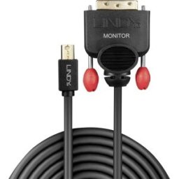 Câble adaptateur LINDY Mini-Display / DVI Fiche mâle Mini DisplayPort, Fiche mâle DVI-D 18+1 pôles 1.00 m noir 41951 Câble DisplayPort