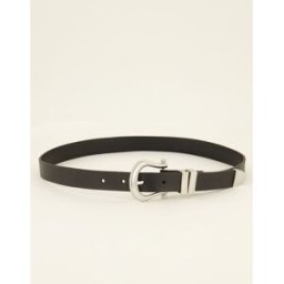 Ceinture noire fine cuir boucle argentée My Jewellery Argenté/Noir 95 femme
