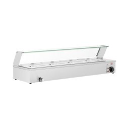 Bain-marie - 4 x GN 1/2 - Récipient - Robinet de vidange - Couvercle en verre