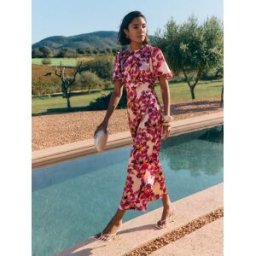 Friends Like These Friends Like These Robe Mi-longue Fleuri à manches Volants Rose FR 42 (EU 40)