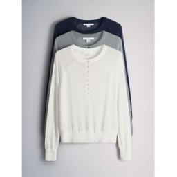 The Set The Set lot de 3 pulls Henley en maille transparente Gris XL (FR 50-52)