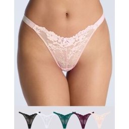 Boux Avenue Lot de 5 strings Boux Avenue Fran en dentelle haute Noir FR 42 (EU 40)