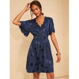 Love & Roses Love & Roses Lace Satin Mini Tea Dress bleu FR 50 (EU 48)