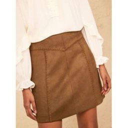 Love & Roses Love & Roses Faux Suedette Mini Skirt With Whipstitch Trim Detail Brun FR 50 (EU 48)
