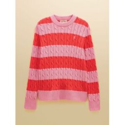 Joules Joules Classic Crew Neck Cotton Cable Knit Jumper Rose FR 50 (EU 48)