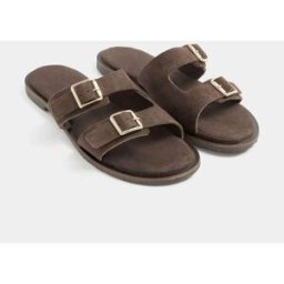 Yours Curve Yours Curve Extra-Wide Fit EEE Double Buckle Footbed Mule Brun EU 38 (UK 5)