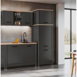 Deladeco Colonne combinée pour frigo/congélateur chêne/anthracite Mylena Anthracite/chêne