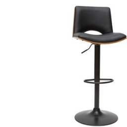 Miliboo Tabouret de bar design réglable noir et bois foncé PANACH