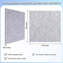 INF Panneaux muraux acoustiques en feutre gris autocollant, dalles tableau 30cm x 30cm, lot de 12 Gris