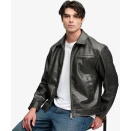 Superdry Homme Veste en Simili-cuir Coupe Décontractée Black Taille: Xxl