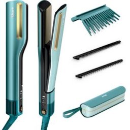 Lisseur + Sèche-cheveux tout-en- un Shark SilkiPro Straight, avec étui de rangement résistant à la chaleur - Turquoise Turquoise HT401EUBL par SharkNinja