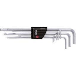 Wiha Winkelschraubendrehersatz 9tlg 1,5-10mm 6knt Kugelkopf/Halter 6 pans intérieurs Jeu de clés mâles coudées 1.5 mm, 2 mm, 2.5 mm, 3 mm, 4 mm, 5 mm, 6 mm, 8