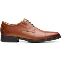 Clarks Shoes Chaussures Whiddon Cap Dark Tan Leather EU 42 Homme