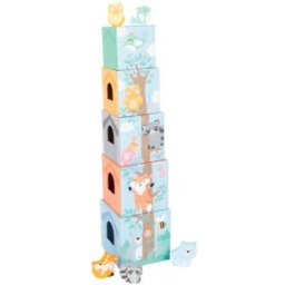 Small foot Stacking Tower Pastel Animals tour avec éléments à empiler 12m+ 10 pcs