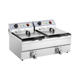 Friteuse électrique - 2 x 16 l - 12 000 W - 400 V - Robinet de vidange - Royal Catering