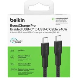 Belkin Câble Usb-c Vers Usb-c Boostcharge 240w 3 M Black One Size unisex