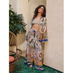 Lipsy Pantalons de plage Ample imprimé Lipsy Placement pâle XL (FR 50-52)
