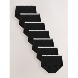 Next Lot de 7 culottes à logo en coton Noir FR 40 (EU 38)