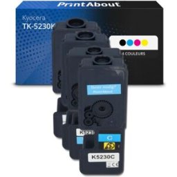 PrintAbout Toner compatible Kyocera TK-5230K - 4 couleurs - Multipack 4 couleurs