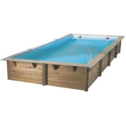 Piscine Ubbink bois Linéa - 650 x 350 x H 140 cm (Filtre à sable) - Liner beige 75/100 ème