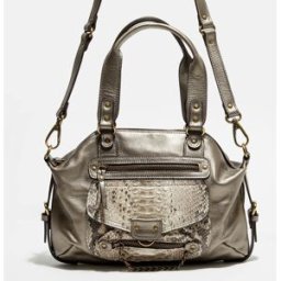 Abaco Paris - Sac à main en Cuir d'Agneau & Python Mini Ode bronze métal gris - 35x22x3 cm OS