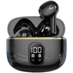 INF Écouteurs gaming Bluetooth 5.3 à faible latence avec écran LED et basses puissantes Le noir