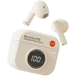 INF Écouteurs sans fil Q86 au design rétro, Bluetooth 5.4, réduction ENC et mode jeu vidéo à faible latence peau