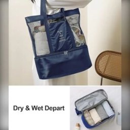 INF Sac de plage et de natation avec compartiment à chaussures, mesh isolé et grand rangement principal Bleu marine