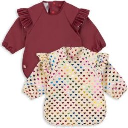 Konges Sløjd Bavoirs à manches Coeurs - Set de 2 Multicolore 6/12 mois