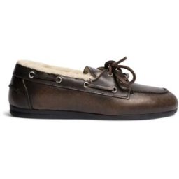 Posa Chaussures Bateau Cuir et Fourrure Café 36