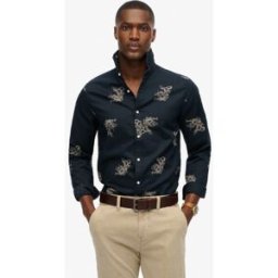 Superdry Homme Chemise de Plage à Manches Longues Navy Taille: L