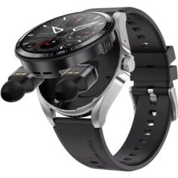 Montre Connectée 2 En 1 Avec Écouteurs Bluetooth Appels Nfc Étanchéité Ip67 Argent + Silicone Noir Yonis