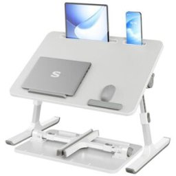 SONGMICS Table de lit pour ordinateur portable en aluminium, Gris / 60 x 40 x 25 cm