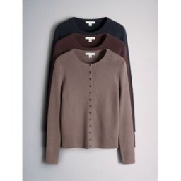 The Set The Set 3 Pack Ribbed Crew Neck Long Sleeve Cardigans bleu XS (FR 36)