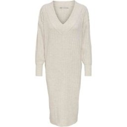 ONLY ONLY V-Neck Midi Knitted Jumper Dress crème FR 42 (EU 40)
