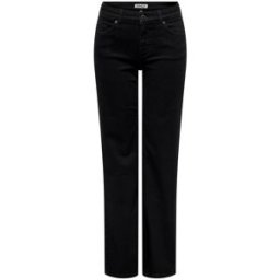 ONLY ONLY Blush Mid Rise Straight Leg Jeans With Super Stretch Noir Large Short (FR 46-48)