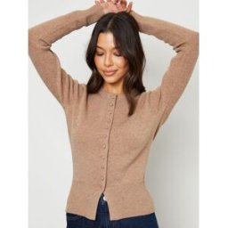 Threadbare Threadbare Crew Neck Knitted Cardigan Brun FR 46 (EU 44)