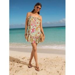 Friends Like These Robe mini à bretelles et volants « Friends Like These » vert FR 38 (EU 36)