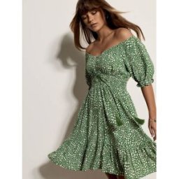 Apricot Apricot Irregular Spot Bardot Mini Dress vert FR 38 (EU 36)