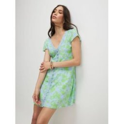 River Island River Island Short Sleeve Floral Print Mini Dress vert M (FR 42-44)
