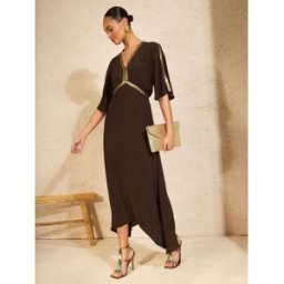 Love & Roses Love & Roses Sequin Trim Hanky Hem Midi Dress Brun FR 50 (EU 48)