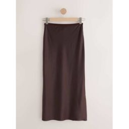 Next Jupe Midi Satin Brun S Short