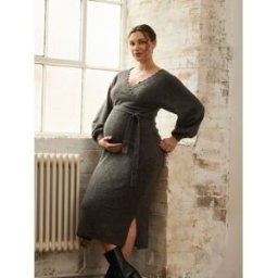 Jojo Maman Bébé JoJo Maman Bébé Blouson Sleeve Maternity Knitted Midi Dress Brun M (FR 42-44)