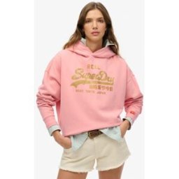 Superdry Femme Sweat à Capuche Vintage Logo Strass Orange Taille: 36
