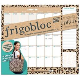 Frigobloc Mensuel avec sac léopard 2027- Calendrier organiseur familial (de janv. à déc. 2027) Collectif Play Bac