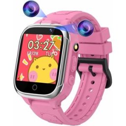 VENDOS85 Montre Intelligente Pour Enfants 24 Jeux Podomètre Calorique Avec 2 Caméras Rose