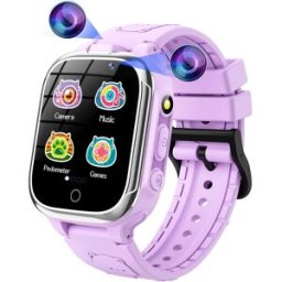 VENDOS85 Montre Intelligente Pour Enfants 24 Jeux Podomètre Calorique Avec 2 Caméras Violet