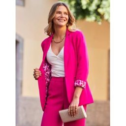 Sosandar Sosandar Single Breasted Leopard Print Lining Blazer Rose FR 38 (EU 36)