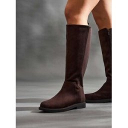 Linzi Linzi Wide Fit Steel High Leg Boots With Stretch Panel Brun EU 37 (UK 4)